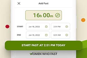 Women Who Fast app add fast start fast today button